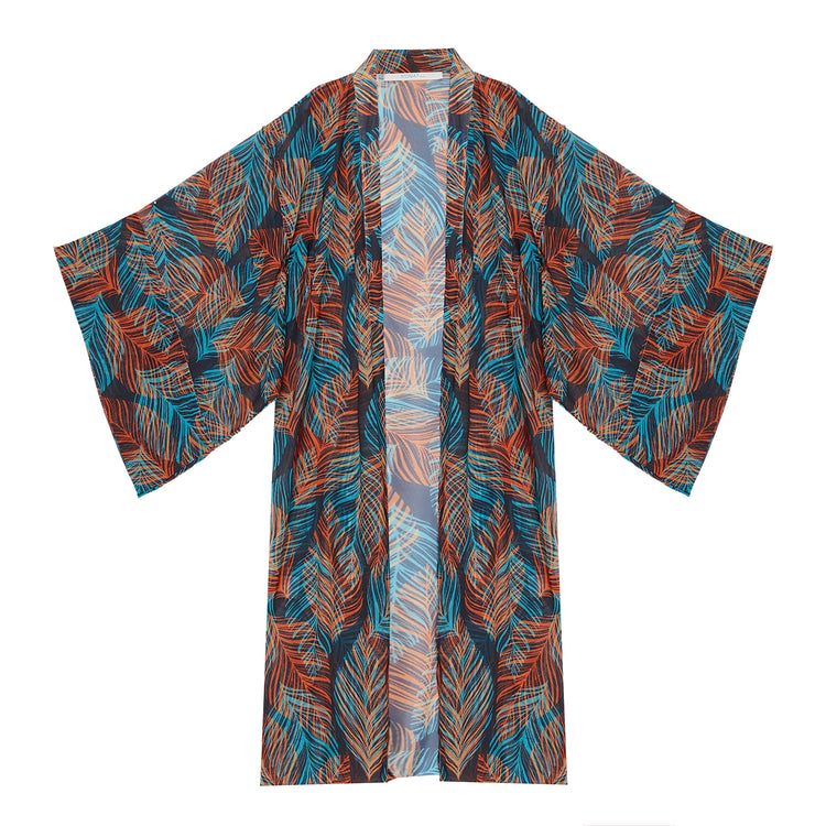 Leaf Kimono in Dark Multicolor
