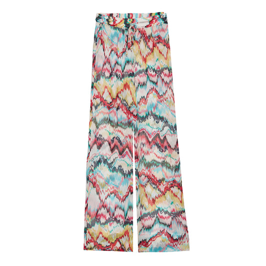 Light Multicolor Pull-on Trousers in Shiffon