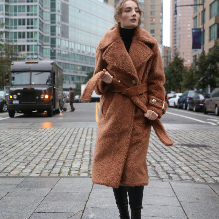 Jennifer Long Coat in Brown