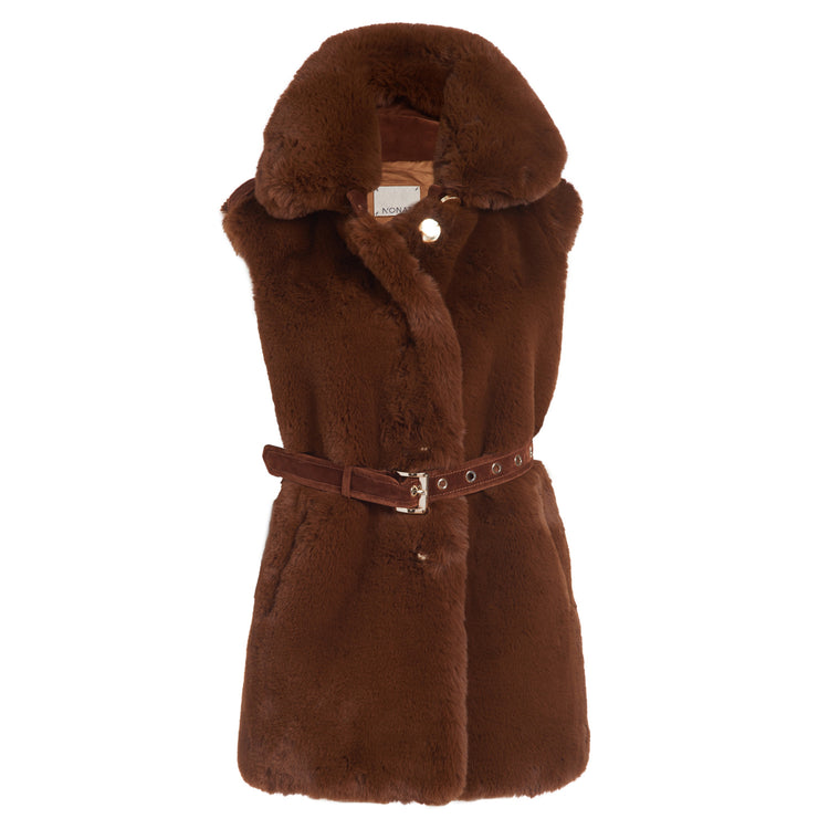 Rex Fur Vest in Caramel